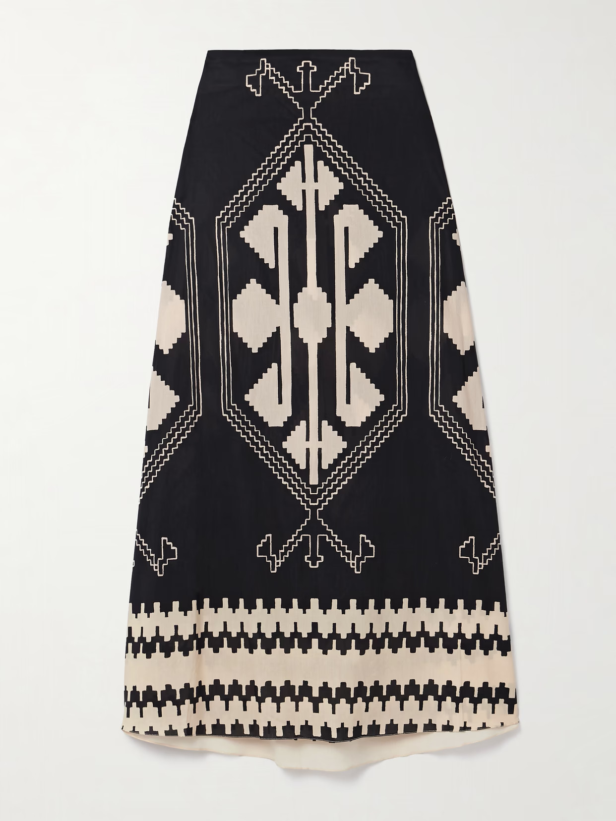 Johanna Ortiz - Vela Mayor Printed Cotton-poplin Midi Skirt - Black | NET-A-PORTER (US)