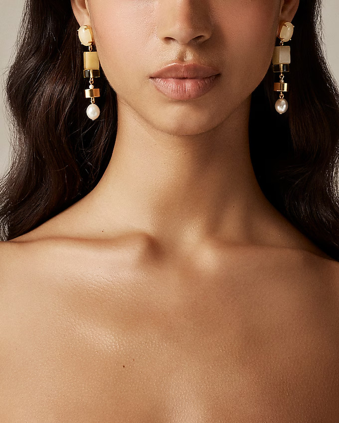 Stone and pearl drop earrings | J. Crew US
