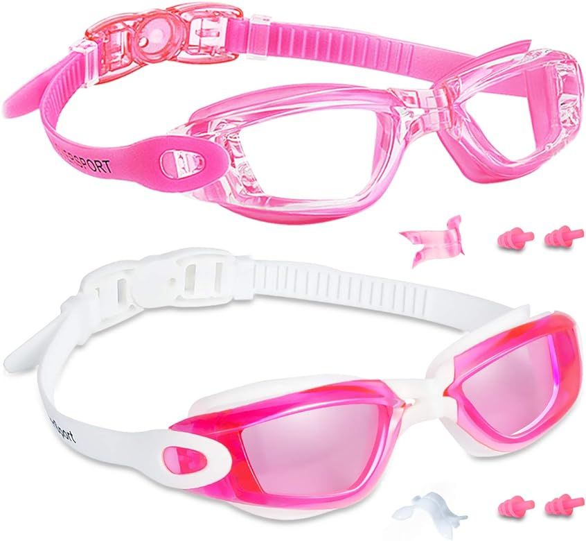 Kids Swim Goggles, Pack of 2 Swimming Goggles for Children Teens, Anti-Fog Anti-UV Youth Swim Gla... | Amazon (US)