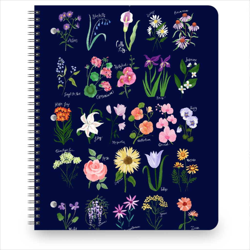 Notebooks: the Abcs of Flowers - Multi on Black, 8.5x11 | Shutterfly