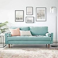 Modway Valour Performance Velvet Upholstered Tufted Sofa, Mint | Amazon (US)