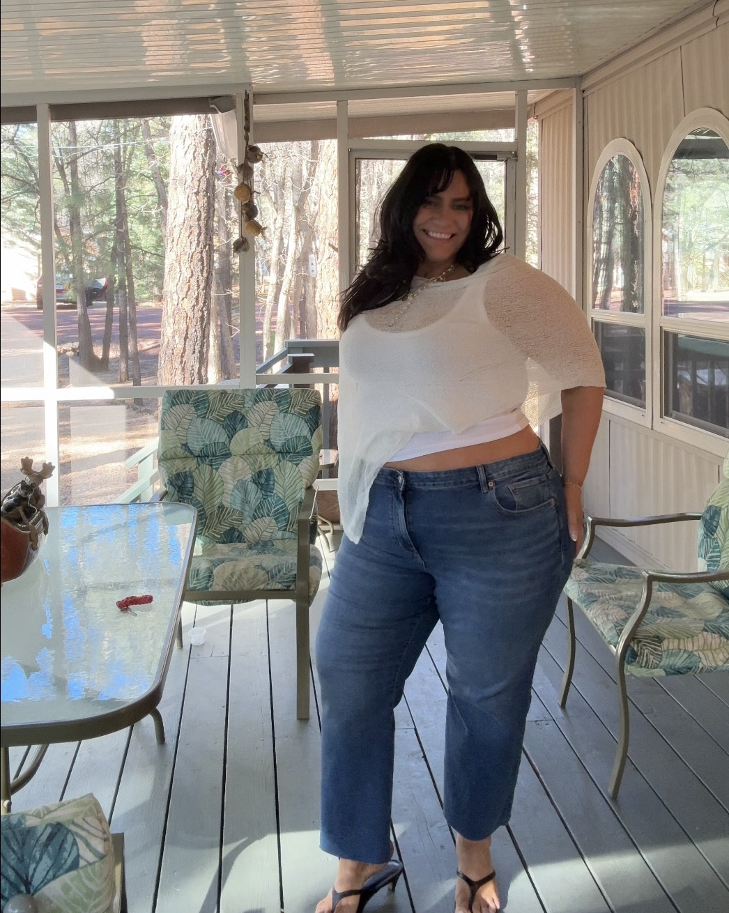 Spring poncho and cropped blue jeans
Poncho is one size and the fabric is woven in a way that gives stretch without being “stretchy” Jeans are a size 18 but if I ordered again would get 16 because they are really stretchy. 5’6” 225lbs 16/18 XL 

Spring outfits, arm coverage, stretchy jeans 

#LTKMidsize #LTKPlusSize #LTKootd