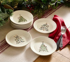 Christmas in the Country Stoneware Appetizer Plates - Set of 8 | Pottery Barn CA