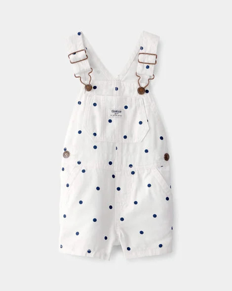 Baby Girl Polka Dot Shortall - White/Blue | Carter's Inc