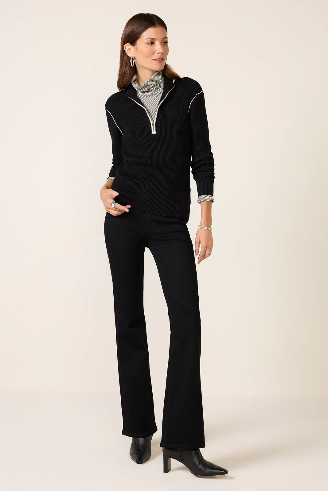 Sporty Rib Zip Up Sweater | Evereve