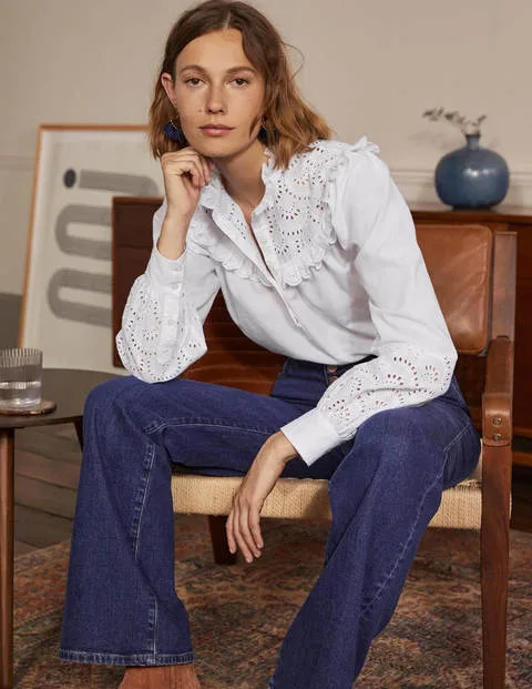 Broderie Frill Cotton Shirt | Boden (US)