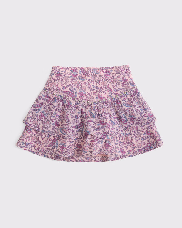 boho tiered mini skort | Abercrombie & Fitch (US)