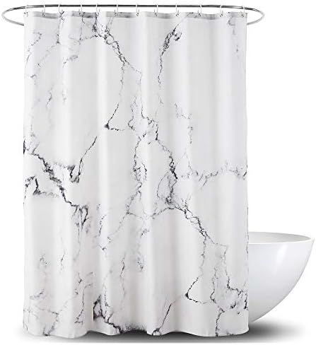YOSTEV Marble Bathroom Shower Curtain,Grey and White Fabric Shower Curtain with Hooks,Unique 3D Prin | Amazon (US)