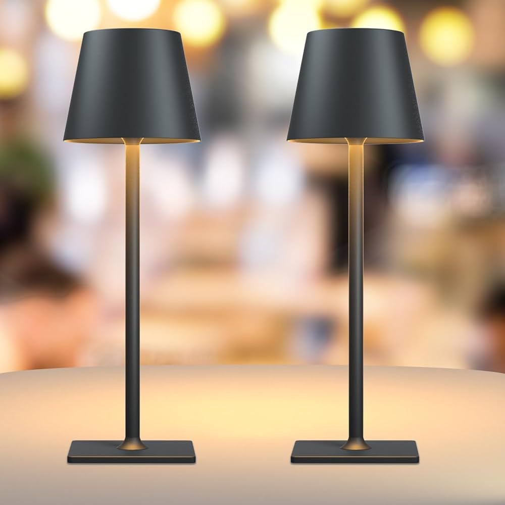 2 Pack Rechargeable Table Lamps,Cordless Lamp with 6000mAh Battery Operated, Portable Indoor/Outd... | Amazon (US)