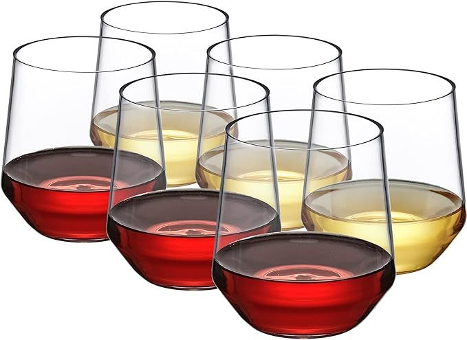 Amazing Abby - Sammy - 14-Ounce Unbreakable Tritan Wine Glasses (Set of 6), Plastic Stemless Wine... | Amazon (US)