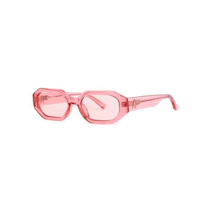 Linda Farrow Luxe X The Attico Irene Pink Oval-frame Sunglasses | Harvey Nichols (Global)