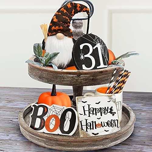 Halloween Decor - Halloween Decorations - Boo Happy Halloween Wooden Signs & Cute Gnomes Plush wi... | Amazon (US)