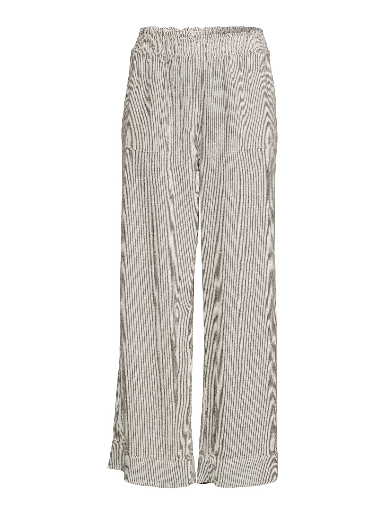 Time and Tru Women's Smocked Waist Linen Pants | Walmart (US)
