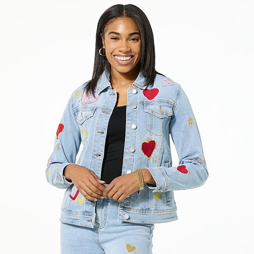 DG2 by Diane Gilman New Classic Stretch Legacy Heart Denim Jacket - Blue - Size 3X | HSN