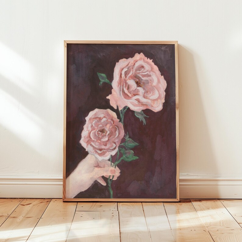 Rose Watercolor Print | Moody Floral Fine Art - Etsy | Etsy (US)