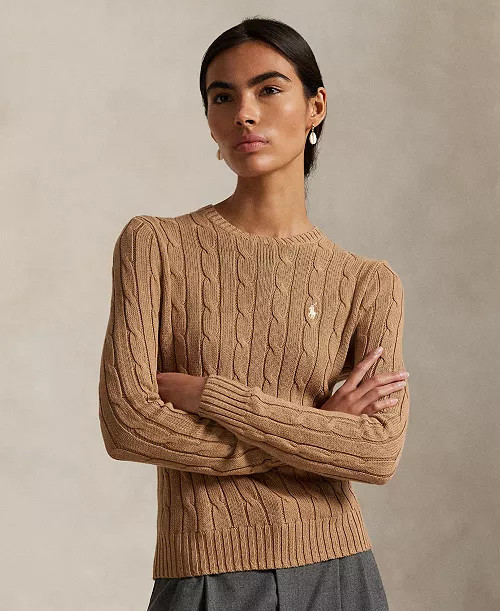 Polo Ralph Lauren Women's Cable-Knit Cotton Crewneck Sweater - Macy's | Macy's