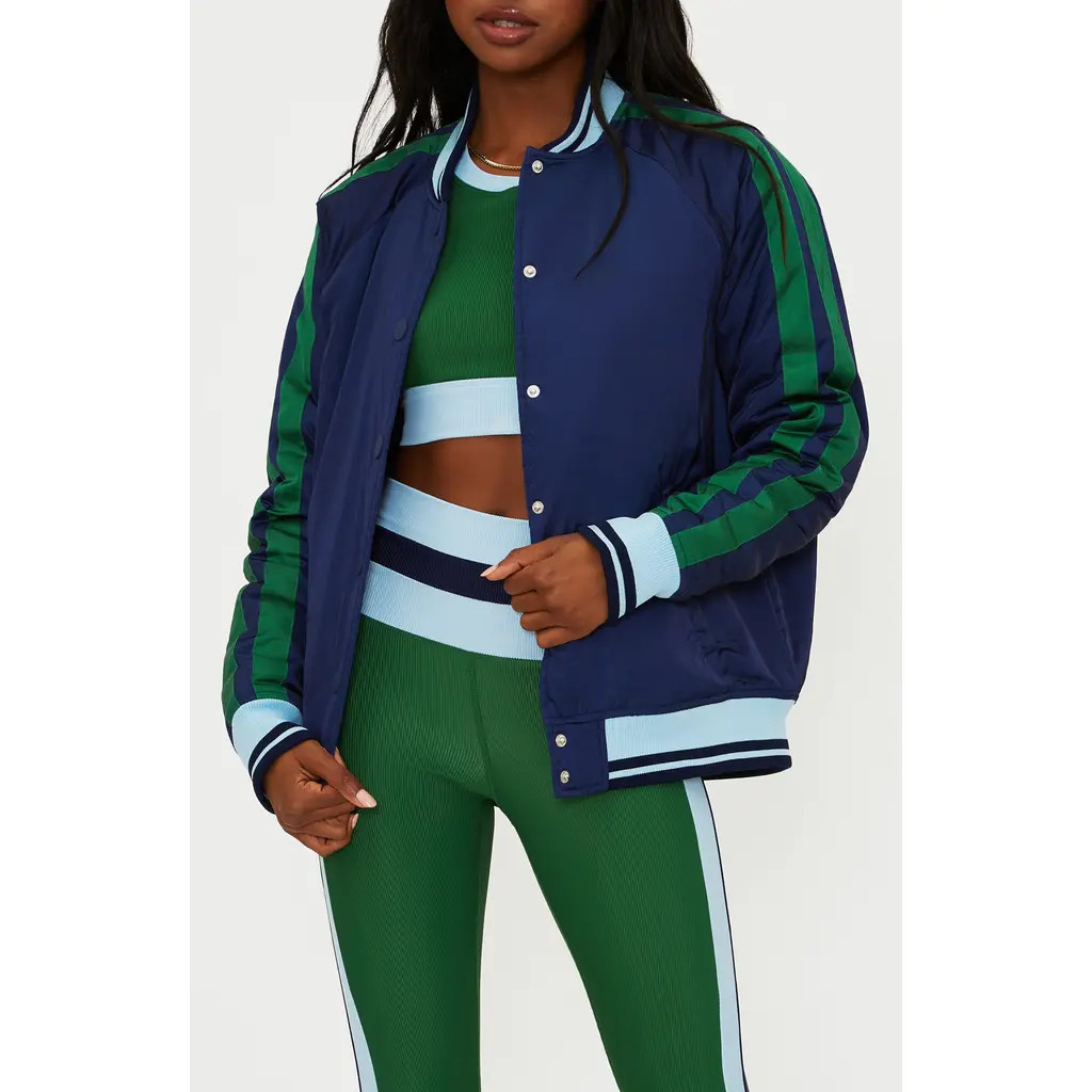 Beach Riot Flight Jacket in Ivy Colorblock at Nordstrom, Size Small | Nordstrom