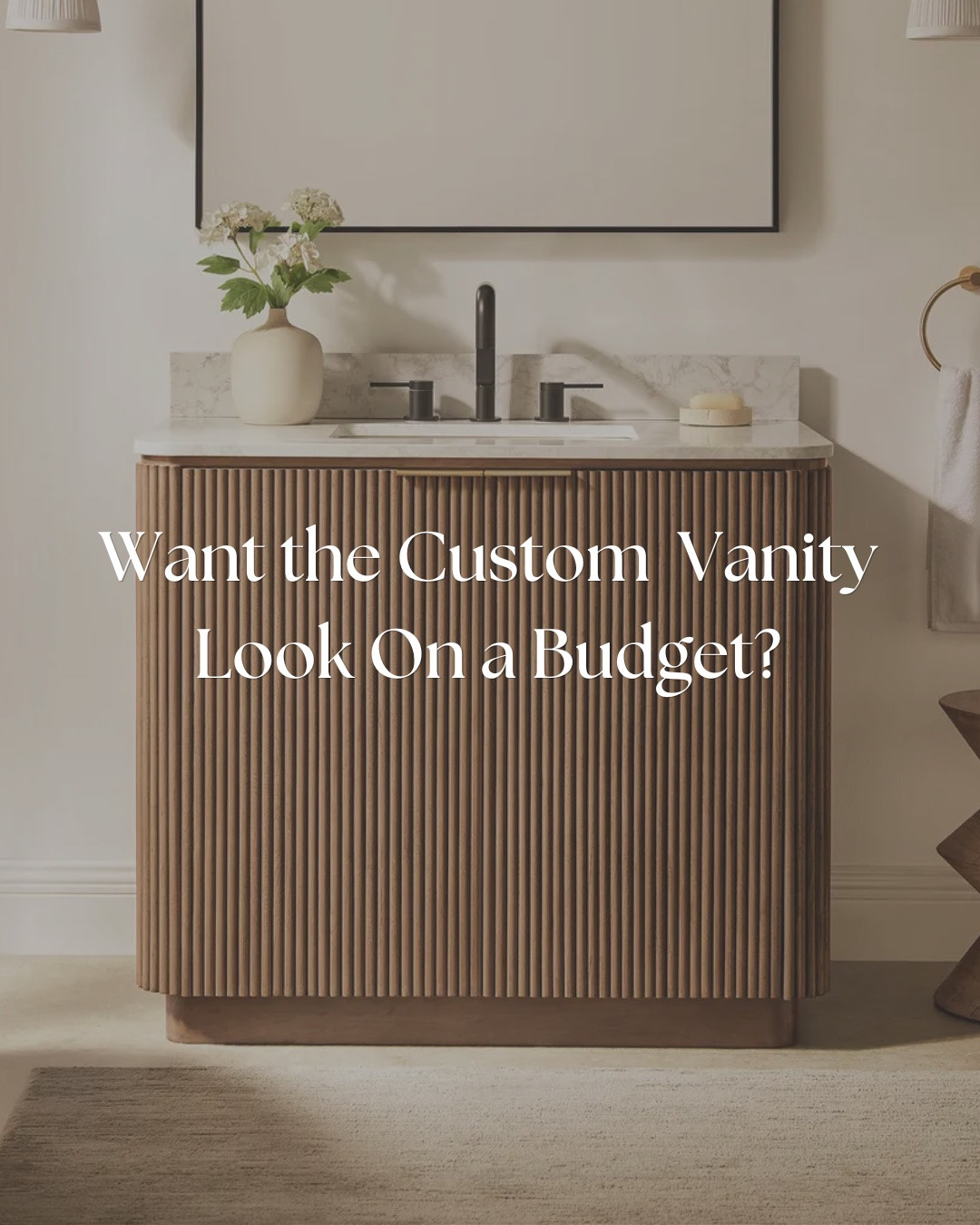 Let’s talk vanities — because custom isn’t always the answer ✨

I know, I know. as a designer I’m supposed to say go custom every time. but honestly, some of my favorite bathroom transformations have started with a store-bought vanity and here’s why that’s not a compromise, it’s a strategy.

The secret is knowing where to shop and my go-to’s are Pottery Barn, West Elm, Ferguson, Crate & Barrel, AllModern, Anthropologie, and yes….Home Depot (don’t sleep on it).  These brands are doing the work. solid construction, thoughtful proportions, finishes that actually hold up.

But here’s the designer truth: what makes a vanity look custom isn’t where it came from, it is what you do with it.  The hardware you swap in, the mirror you hang above it, the sconces you flank it with, and the tile you lay beneath it. That is where the magic happens!

So before you spend 3x the budget on a custom build, swipe through and let me show you what’s possible right off the shelf.