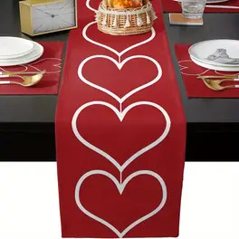 1pc Valentine'S Day Red Linen Table Runner - 100% Woven Rectangular Tablecloth for Kitchen & Dini... | Temu Affiliate Program