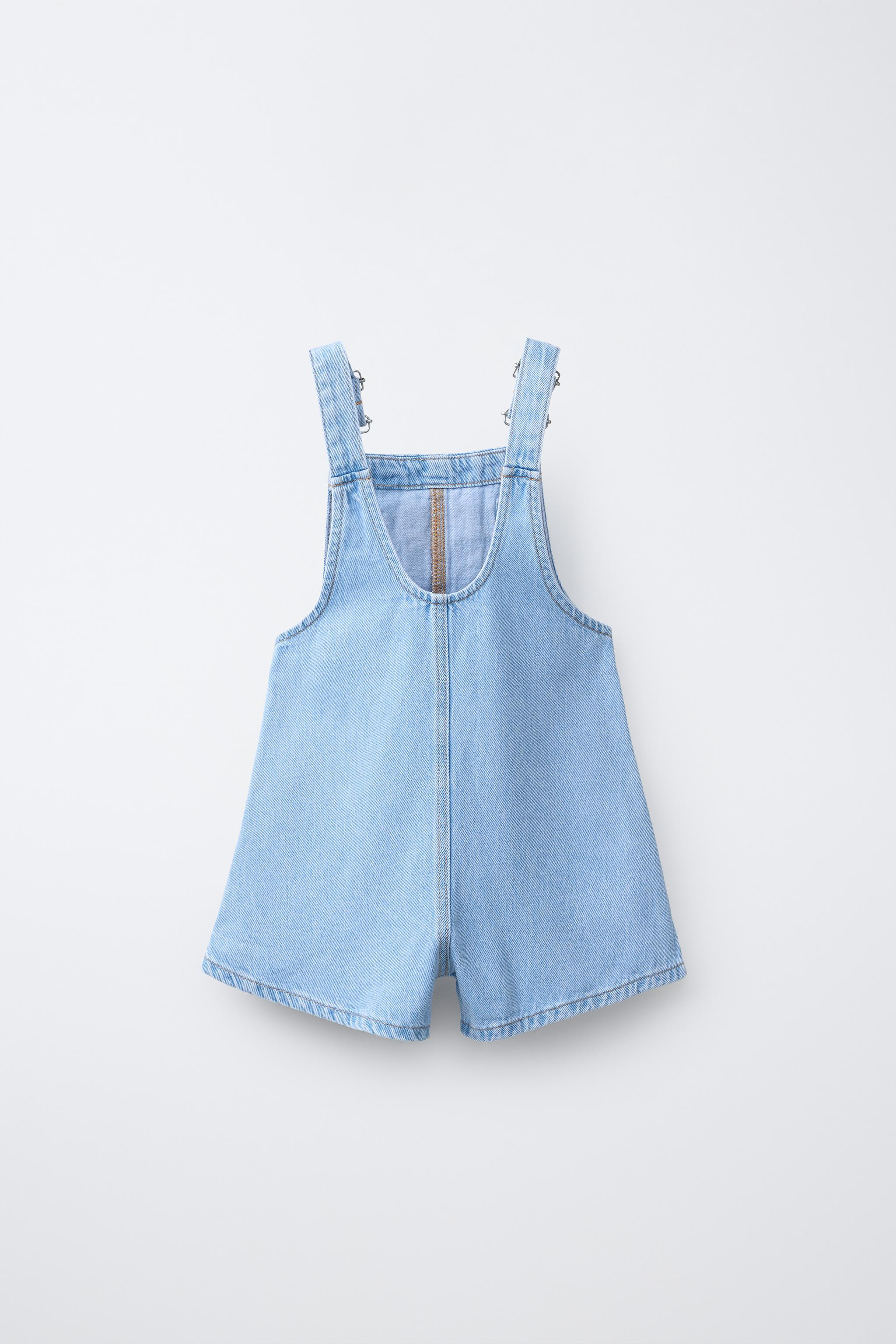 CROCHET FLORAL DENIM OVERALL SHORTS | Zara US