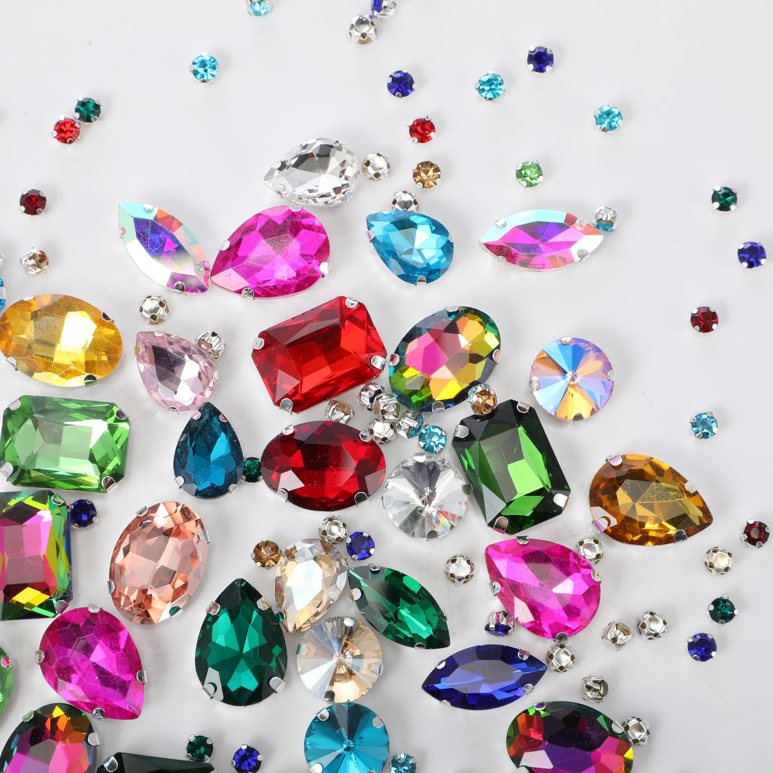 WILLBOND 156 Pcs Sew on Rhinestones Claw Flatback Crystal Rhinestones Metal Prong Setting Gems Ac... | Amazon (US)