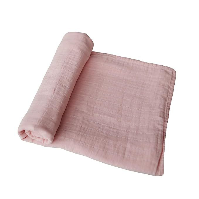 mushie Muslin Baby Swaddle Blanket | 100% Organic Cotton (Rose Vanilla) | Amazon (US)