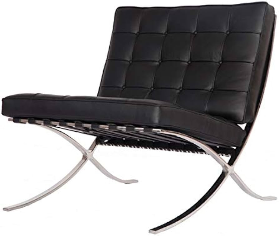 Premium Pavilion Chair - Solid Stainless Steel Frame Italian Leather Black | Amazon (US)