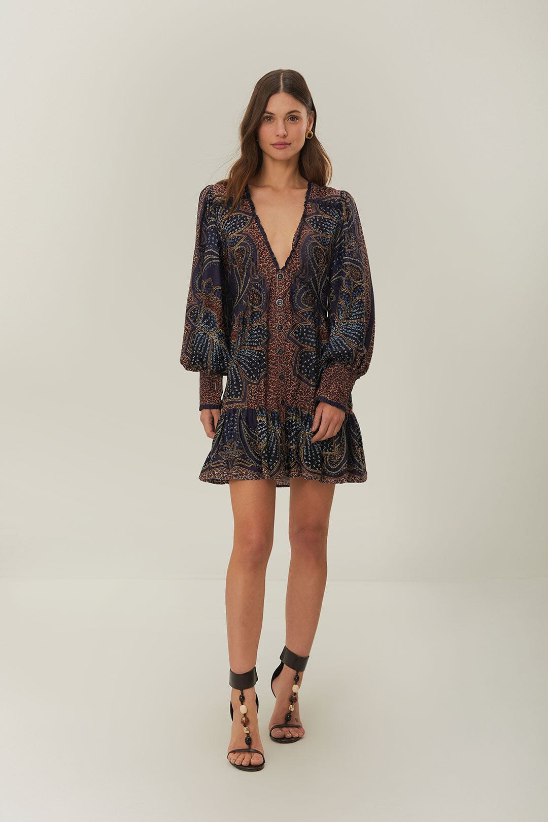 Blue Floral Glam LENZING™ ECOVERO™ Mini Dress | FarmRio (US)