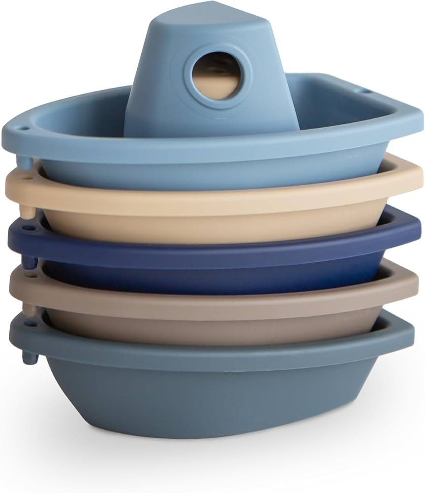 mushie Stackable Bath Boats Toy (Ocean) | Floating Bathtub Toys for Baby & Toddler, Set of 5 | Ma... | Amazon (US)