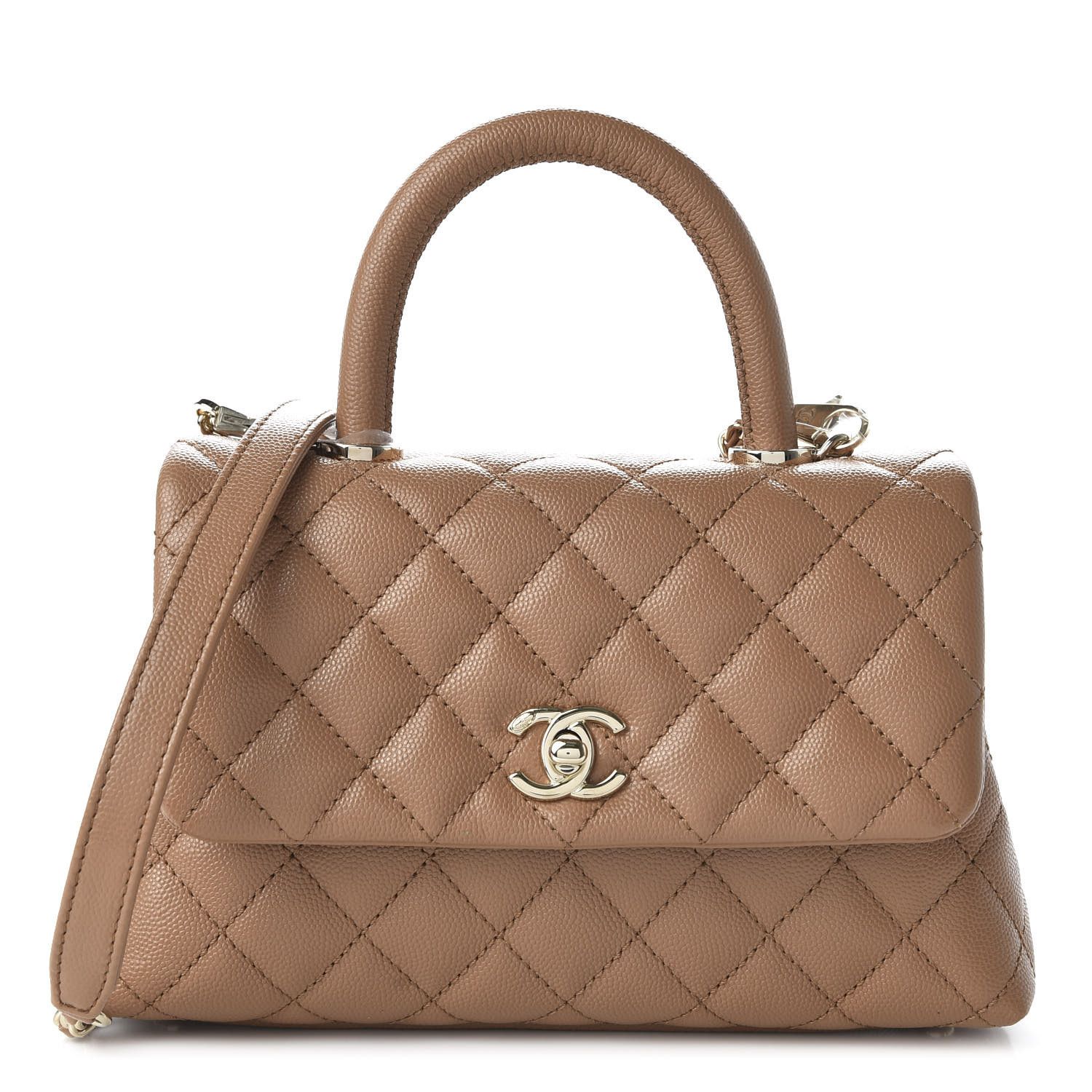 CHANEL Caviar Quilted Mini Coco Handle Flap Brown | FASHIONPHILE | Fashionphile