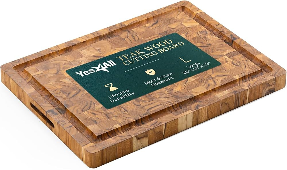 Yes4All Large Teak Cutting Boards for Kitchen, 20"x15"x1.5" End Grain Butcher Block with Food-Fri... | Amazon (US)