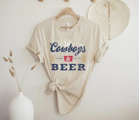 Cowboys and Beer Shirt Vintage Vibe Western Shirt - Etsy | Etsy (US)