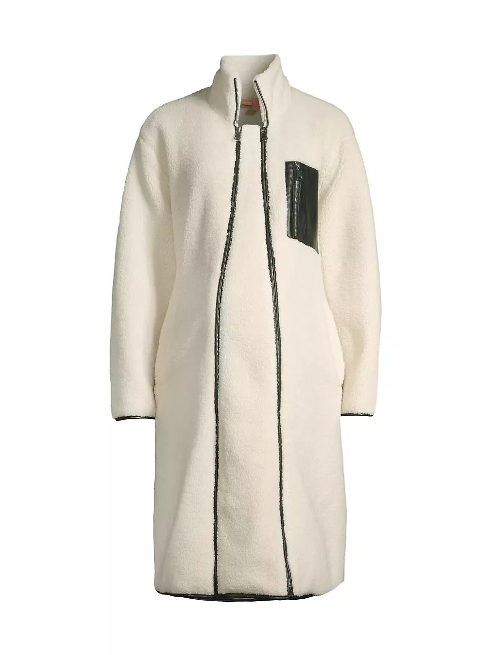 Teddi Faux Leather-Trim Coat | Saks Fifth Avenue