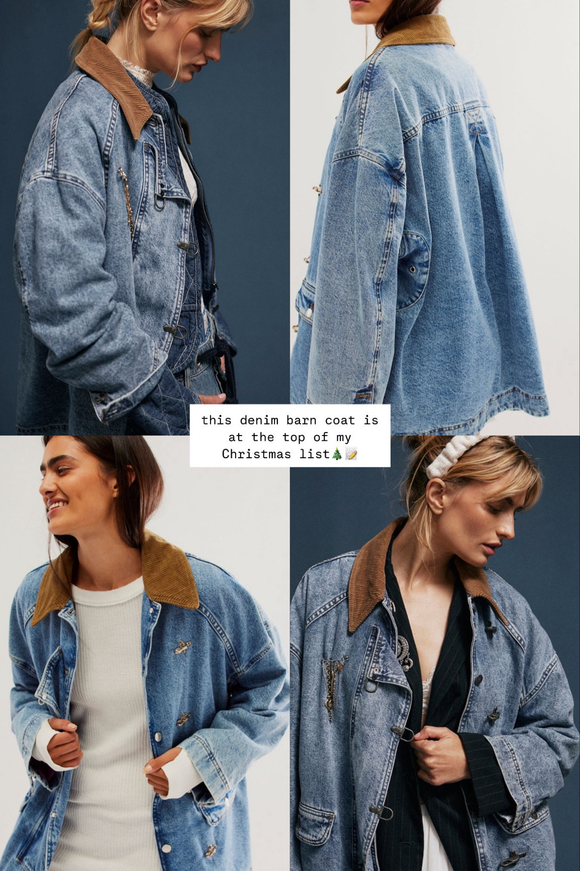 Free People Denim Barn Coat! This coat is at the top of my Christmas list. 📝🎄🫶🏻

#LTKStyleTip #LTKHoliday #LTKGiftGuide
