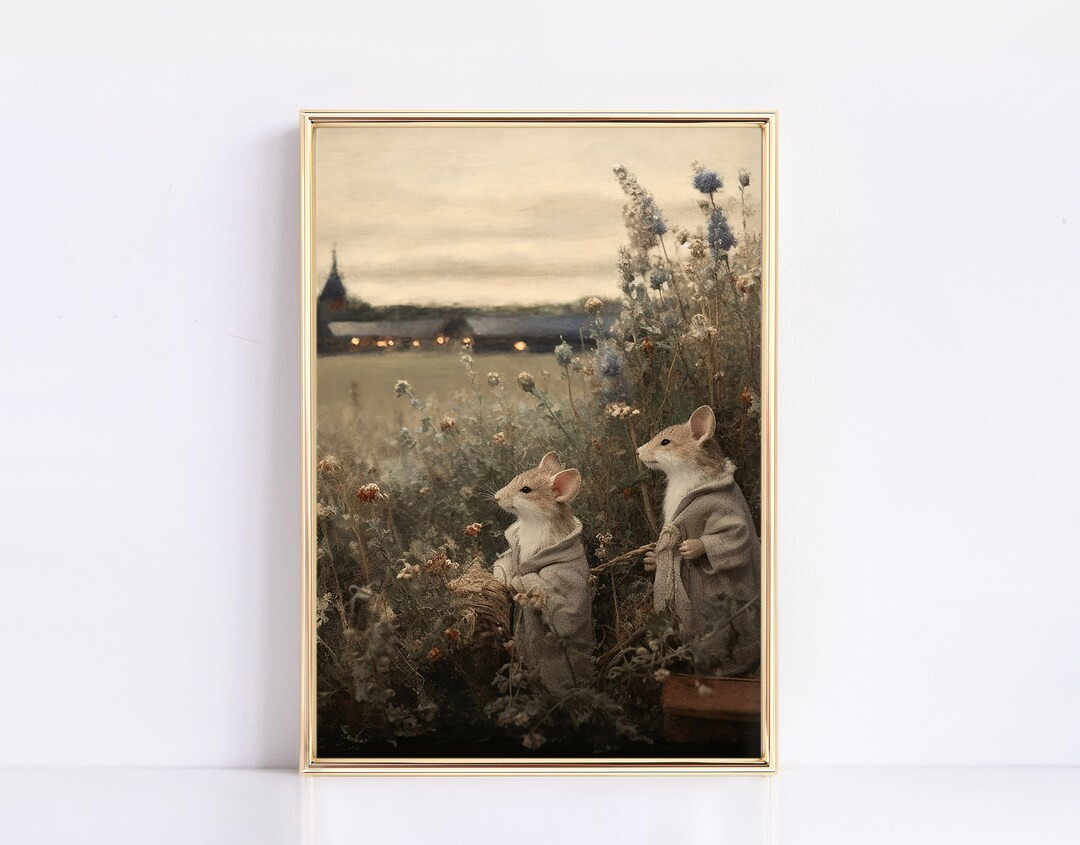 Village Mice Print Forest Creatures Digital Print Neutral Vintage Village Mice Nursery Forest Nur... | Etsy (US)