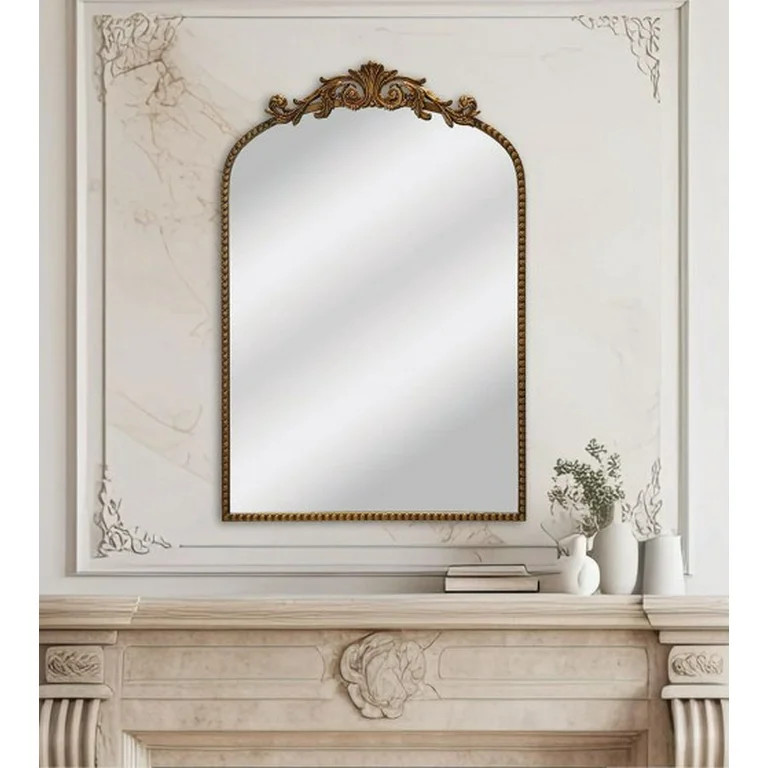20" x 30" Filigree Arch Metal Wall Mirror Decor in Gold - Walmart.com | Walmart (US)
