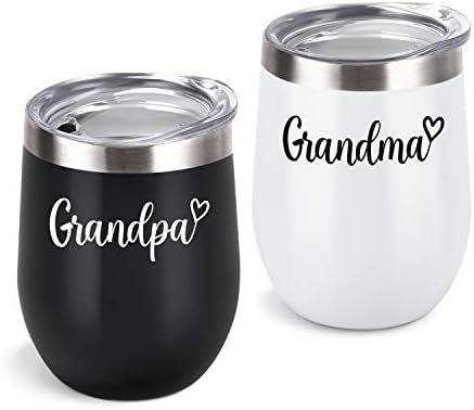 Cpskup Grandpa and Grandma Wine Tumbler Set, Insulated Stainless Steel Tumbler with Lid, Grandpar... | Amazon (US)