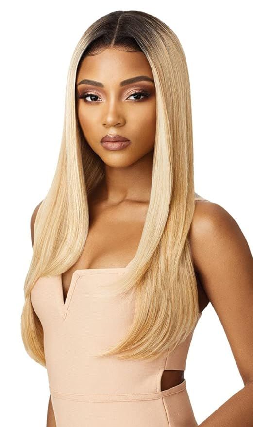Outre Premium Swiss Lace Front Wig Melted Hairline AALIYAH Ear-to-Ear Soft Lace Pre-attached Elastic band Pre-Plucked (613) | Amazon (US)