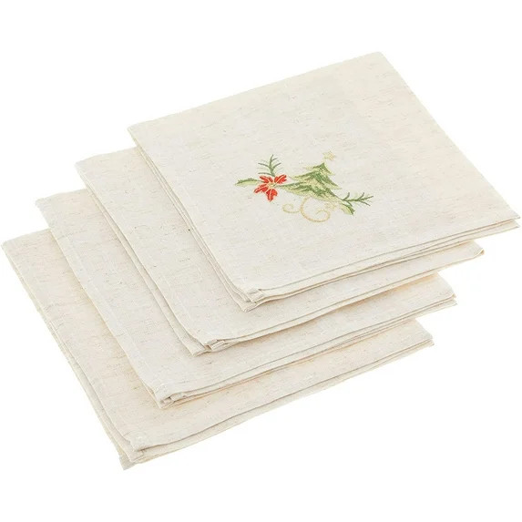 Saro Lifestyle Embroidered Christmas Tree Design Linen Blend Napkin (Set of 4) | Walmart (US)