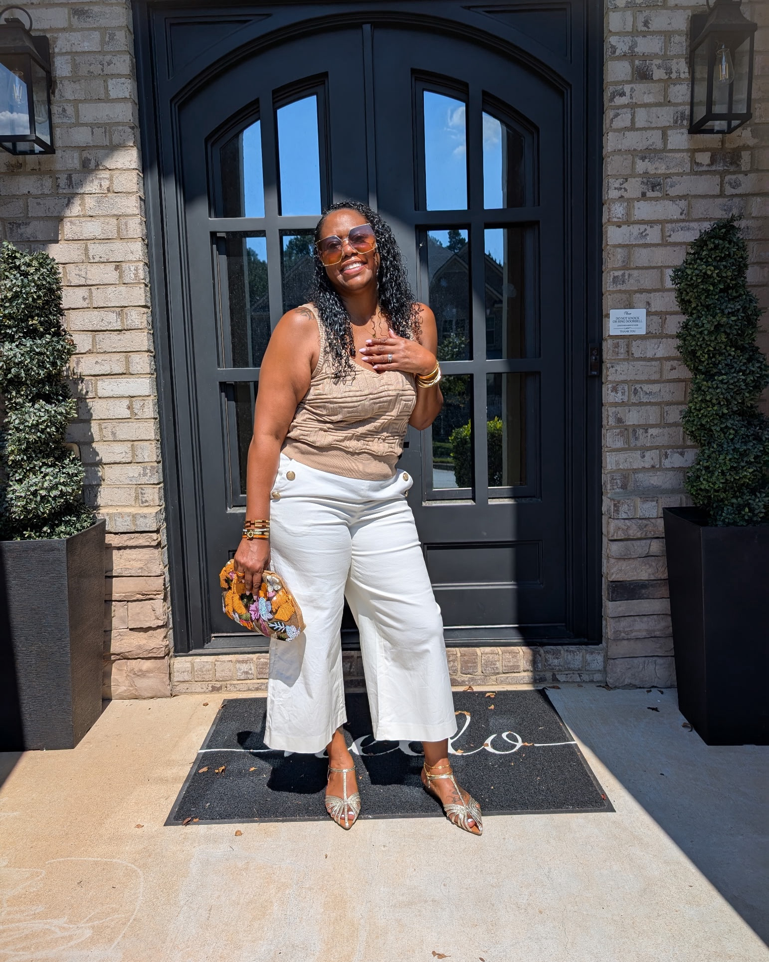 I’m loving the neutral vibe of this look—easy linen-blend top, cropped wide-leg pants, and a little sparkle on the heel. Kept it light, breezy, and polished.

I picked up these crop pants at Zara’s semi-annual sale. Sadly they’re sold out, but I provided similar options  

Top M | Pants L | Embellished Clutch | Gold accessories 

Soft life, styled right. ✨

#NeutralStyle #ChicAndSimple #SummerStyleInspo #PolishedCasual #ImTashaMack

#LTKShoeCrush #LTKFindsUnder50 #LTKItBag