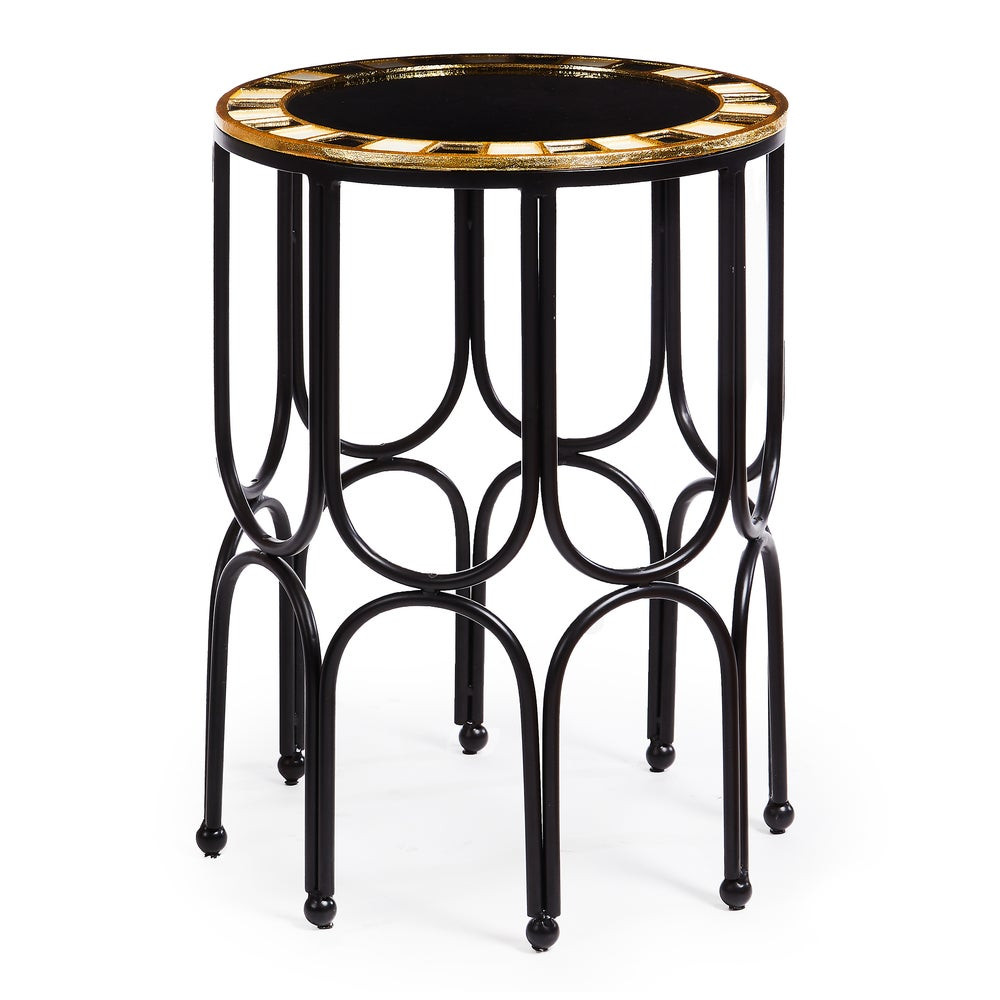 Black Tie Round Accent Table | MacKenzie-Childs