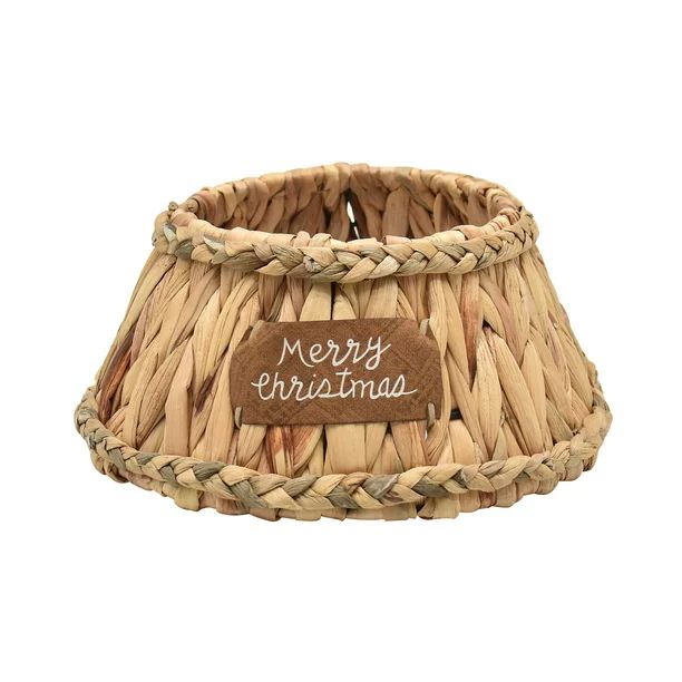 Holiday Time Natural Toned Basket Woven Christmas Mini Tree Collar with Christmas Tag, 6.7” - W... | Walmart (US)
