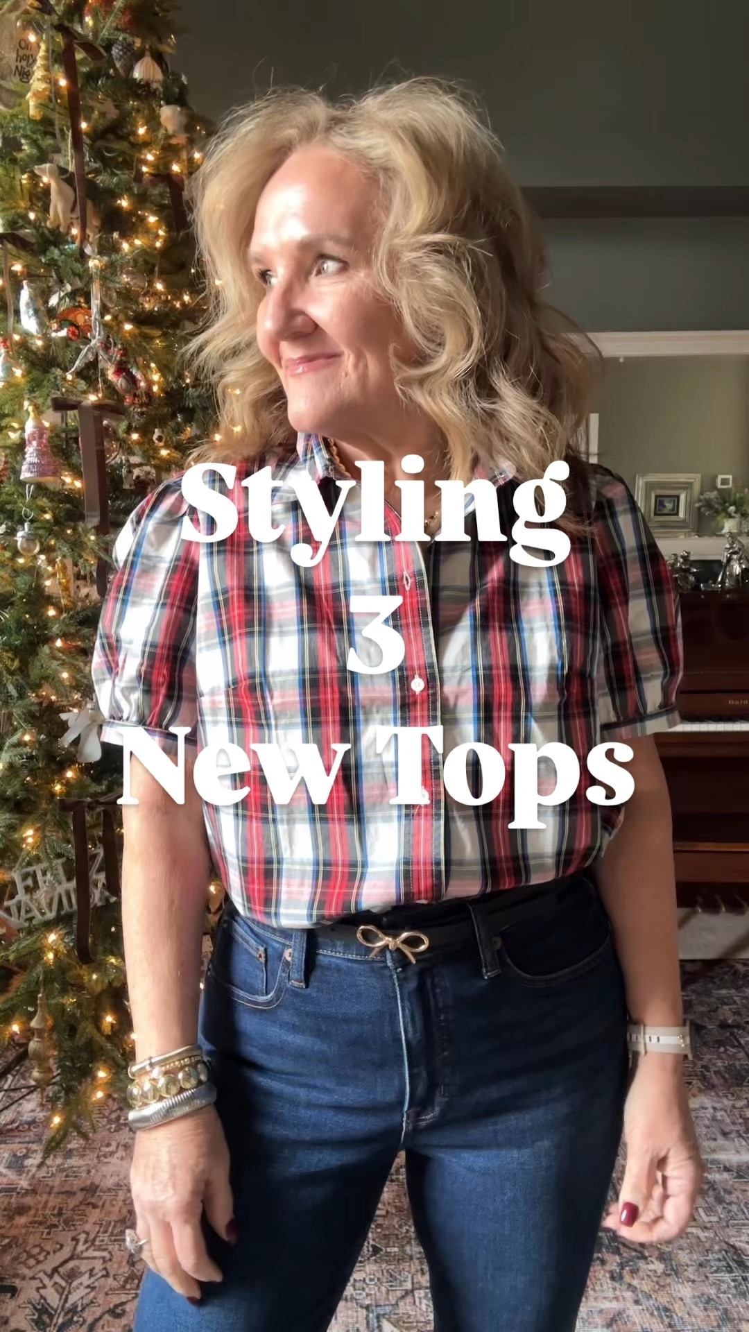 JCREW factory blouses ready to work hard all season. 

They are true to size. 
Jeans run roomie. Order smaller size. 
Belt size medium 

Allie+Bess 30% off code GIFT24
Dolce vita 30% off BLACKFRIDAYY

Holiday casual metallic blouse feather trim white blouse plaid blouse slim straight leg leans Christmas party outfit jeans outfits velvet blazer Anthropologie blazers red suede jacket 

#LTKOver40 #LTKWatchNow #LTKSaleAlert