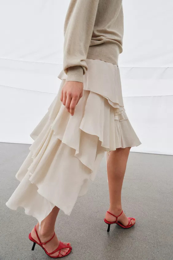 ZW COLLECTION FLOWING RUFFLE SKIRT | Zara UK
