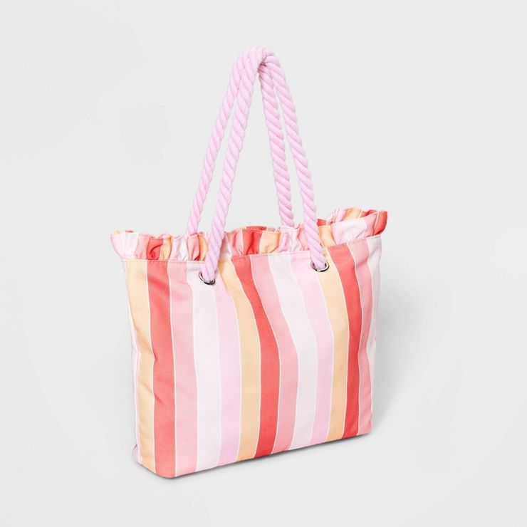 Girls' Striped Tote Bag - Cat & Jack™ Pink | Target