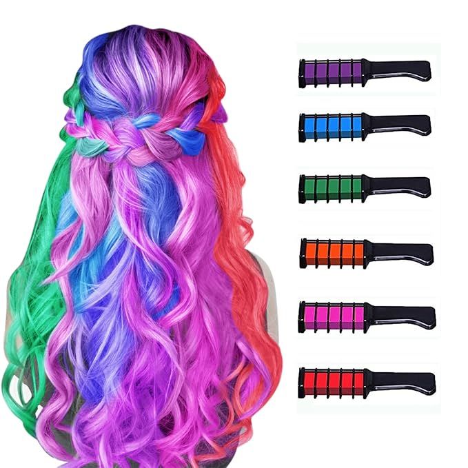 New Hair Chalk Comb Temporary Hair Color Dye for Girls Kids, Washable Hair Chalk for Girls Age 4 ... | Amazon (US)