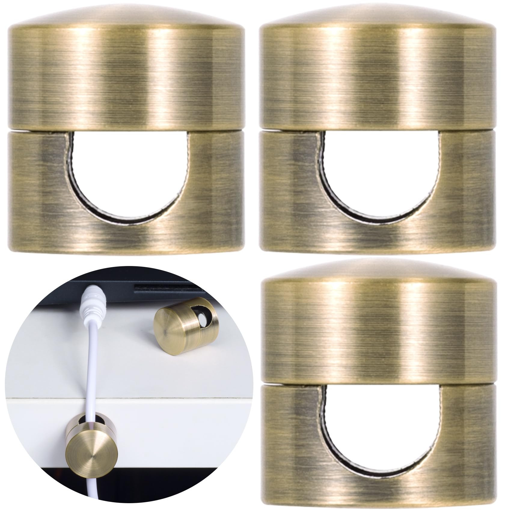 3 Sets Charger Holders for Cords, Antique Copper Color Adjustable Cable Anchor Holders, Adhesive ... | Amazon (US)