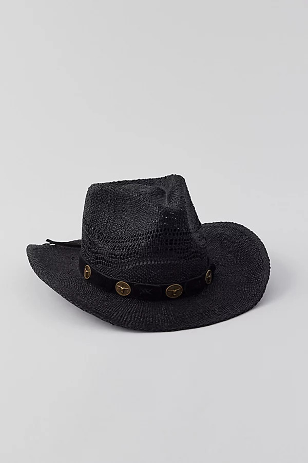 Ryder Straw Cowboy Hat in Black, Women's at Urban Outfitters | Urban Outfitters (US and RoW)