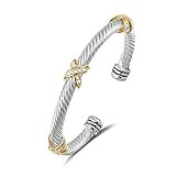 UNY Bracelet Designer Brand Inspired Antique Women Jewelry Cross Cable Wire Bangle Christmas Day Gif | Amazon (US)