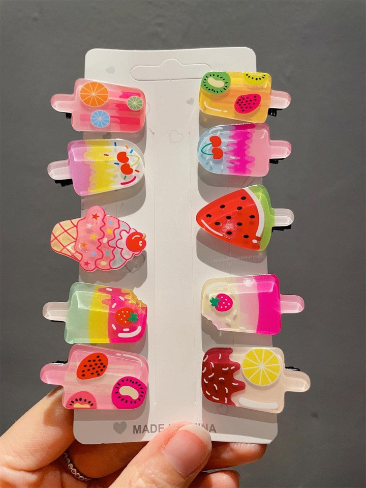 10pcs Popsicle & Fruit Decor Hair Clip Cute | SHEIN